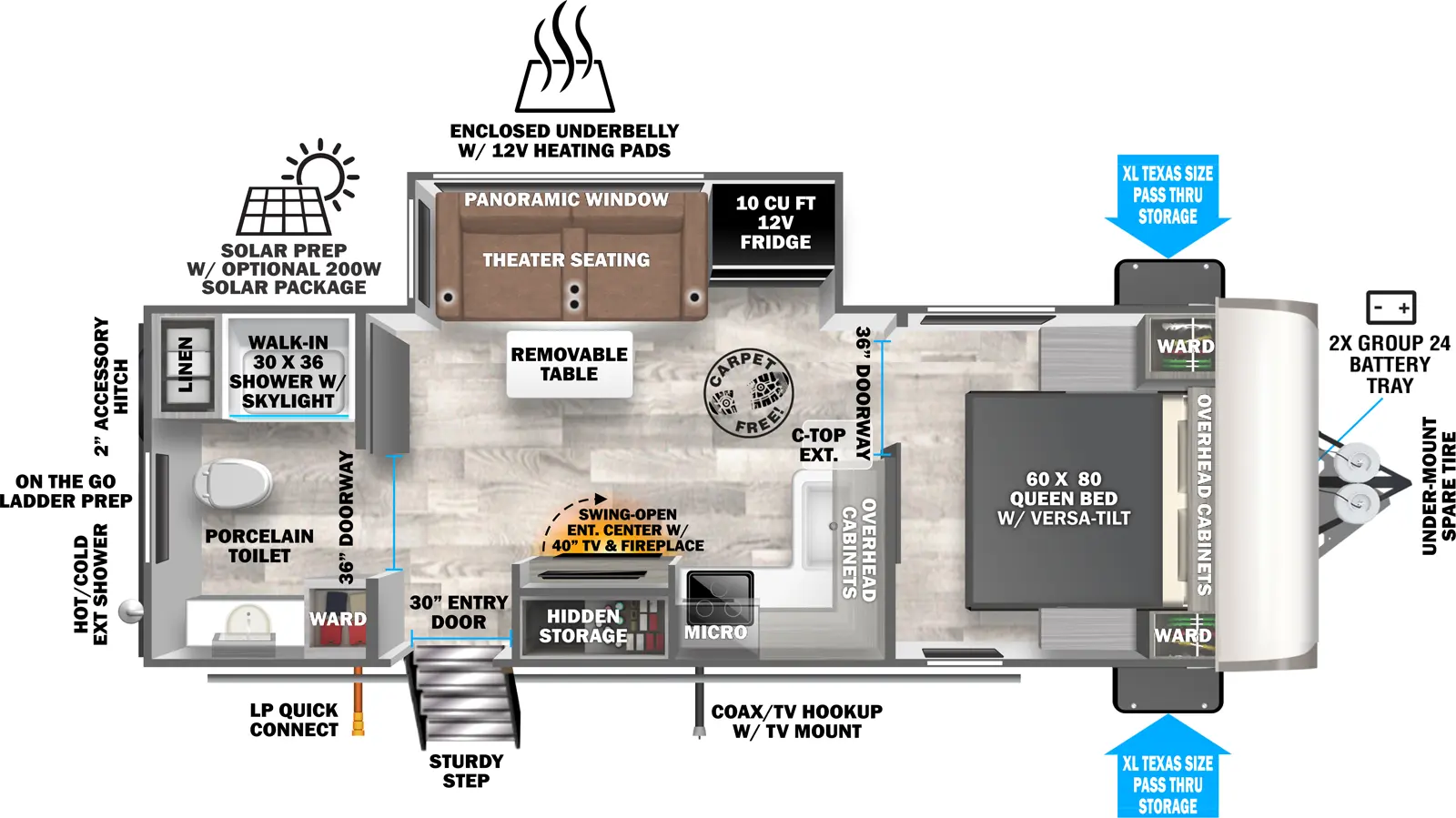 Heritage Glen Travel Trailers 22RBHL Floorplan